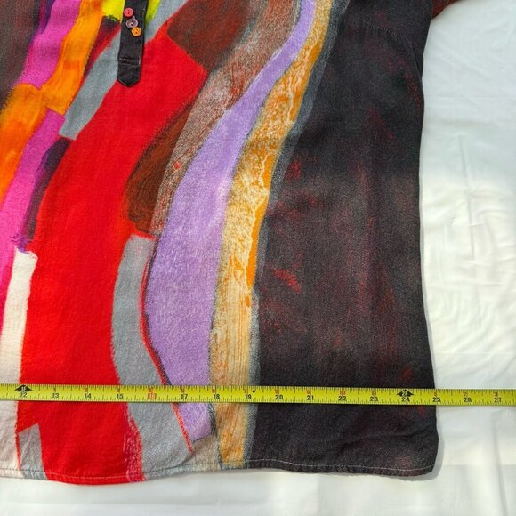 Claire Desjardins Art To Wear Colorful Tunic Blouse Long Sleeve Women's Size XXL - Picture 10 of 16